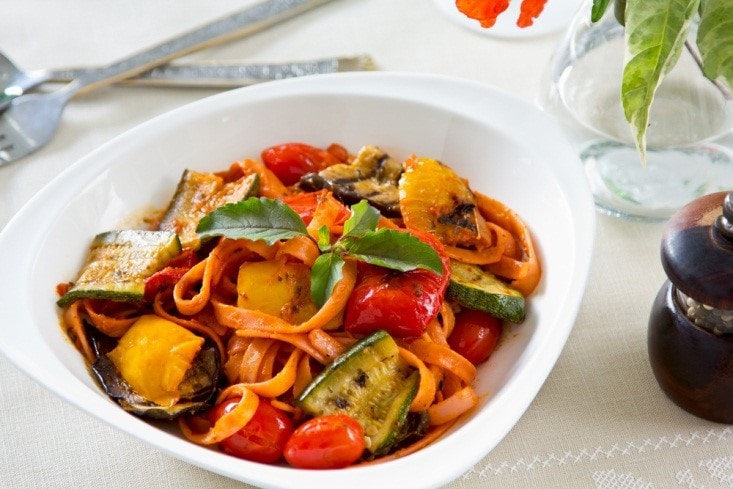 Fettuccini with Roasted Vegetables